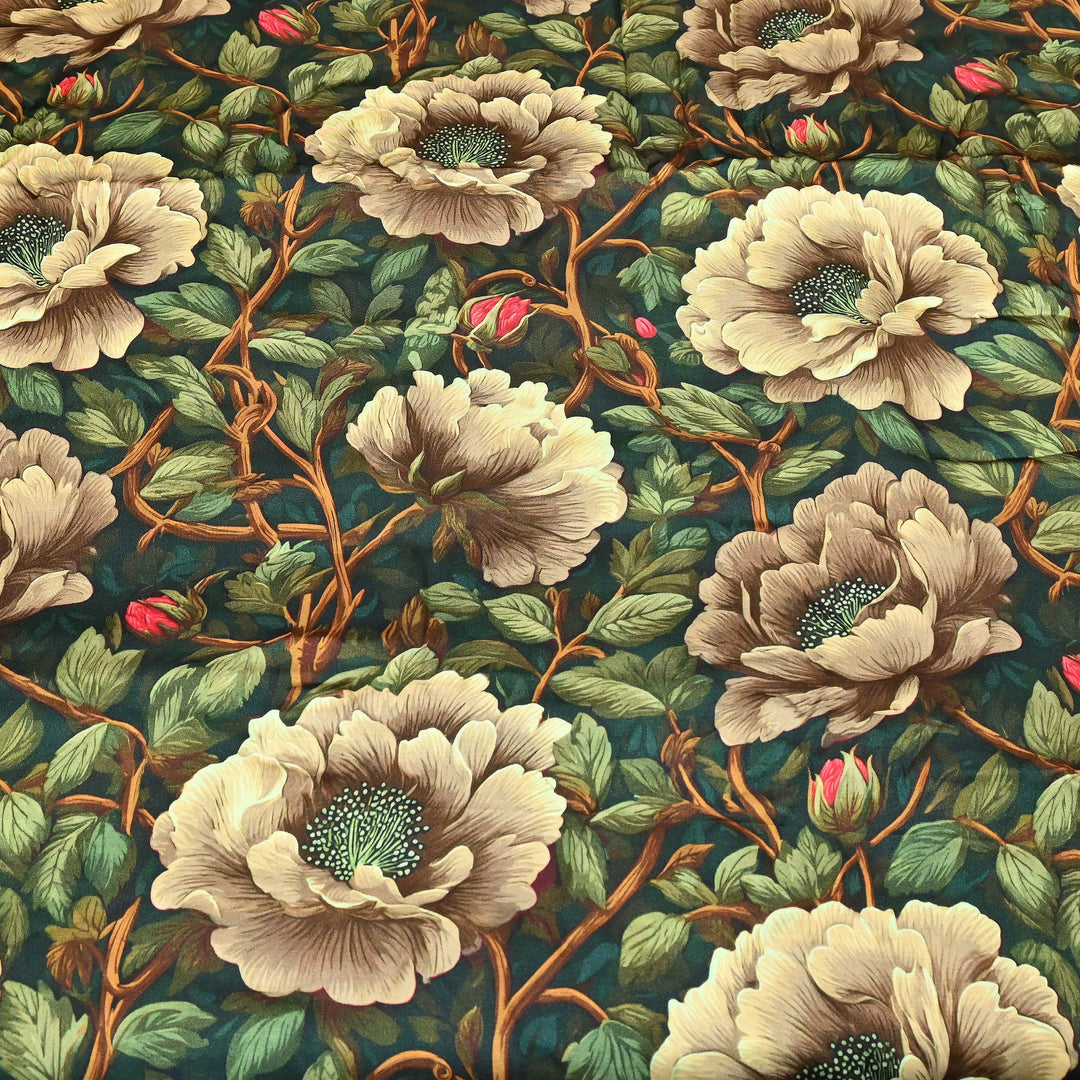 Elegant Modal Satin Digital Print Fabric | Soft Luxury Designer Fabric-001416-G