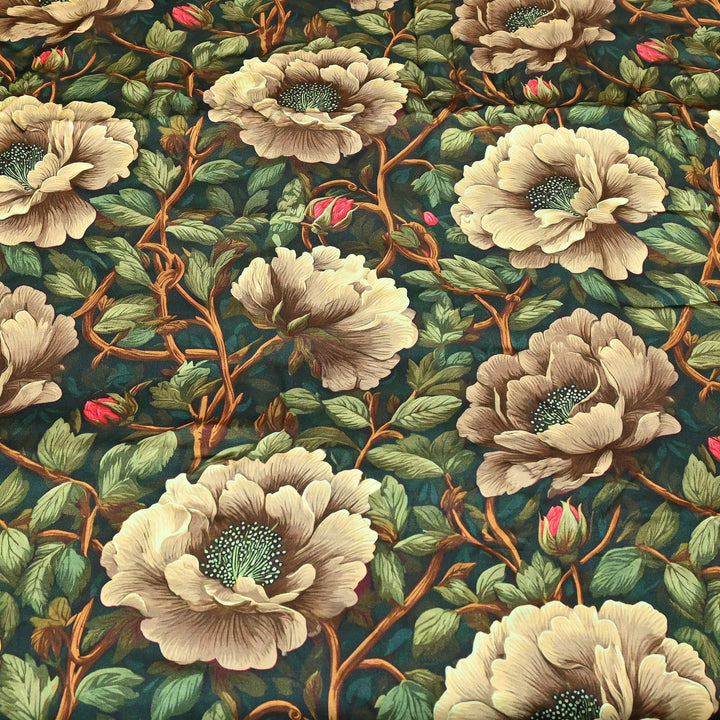 Elegant Modal Satin Digital Print Fabric | Soft Luxury Designer Fabric-001416-G