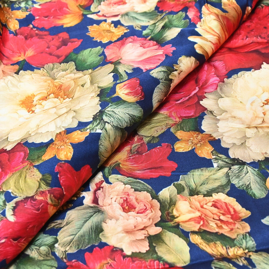 Elegant Modal Satin Digital Print Fabric | Soft Luxury Designer Fabric-001416-H