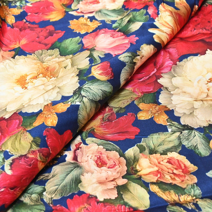 Elegant Modal Satin Digital Print Fabric | Soft Luxury Designer Fabric-001416-H