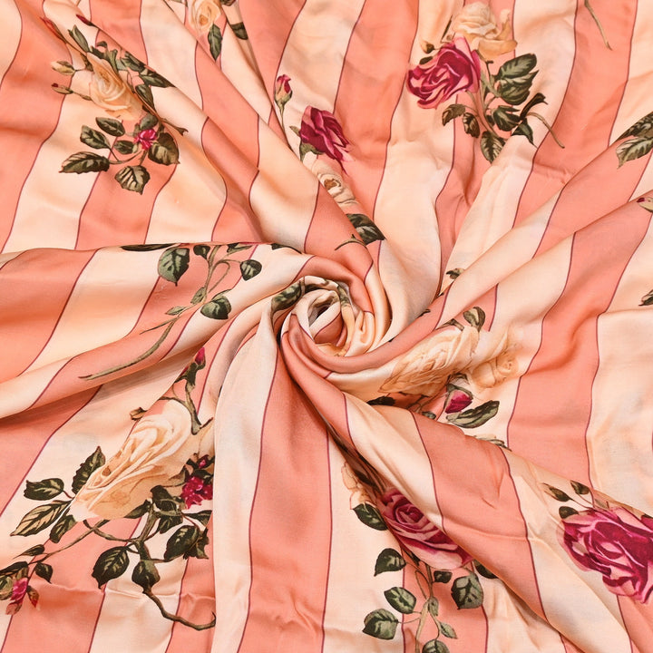 Elegant Modal Satin Digital Print Fabric | Soft Luxury Designer Fabric-001416-I