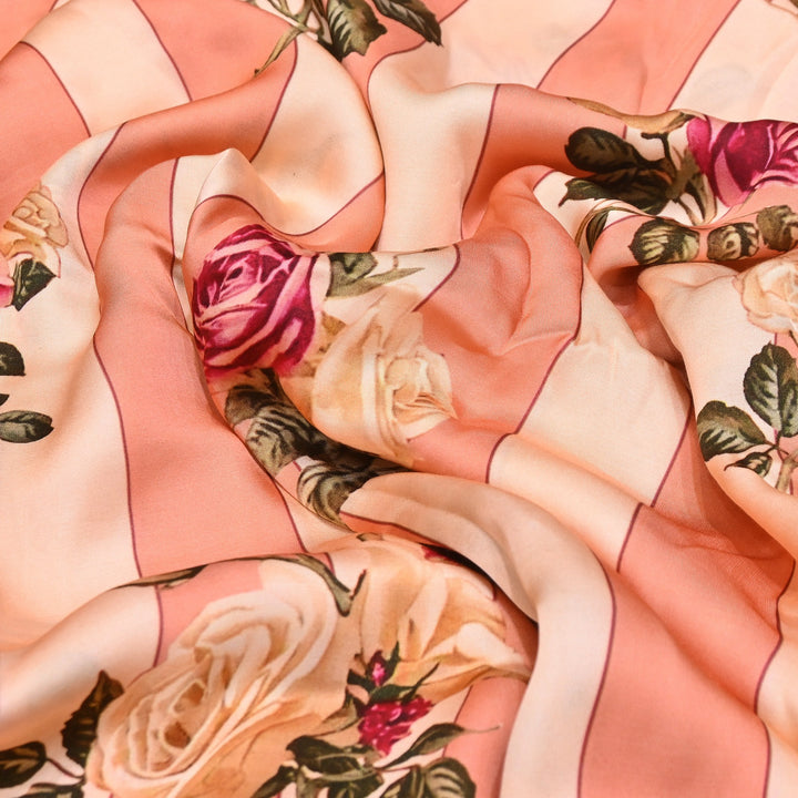 Elegant Modal Satin Digital Print Fabric | Soft Luxury Designer Fabric-001416-I