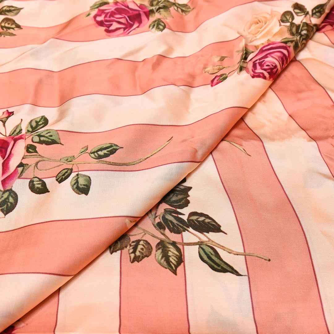 Elegant Modal Satin Digital Print Fabric | Soft Luxury Designer Fabric-001416-I
