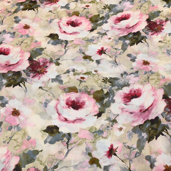 Elegant Chinnon Chiffon Digital Print Fabric | Designer Printed Chiffon Fabric-CRK884-J