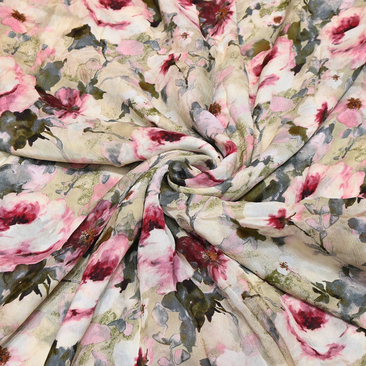 Elegant Chinnon Chiffon Digital Print Fabric | Designer Printed Chiffon Fabric-CRK884-J