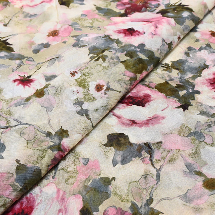 Elegant Chinnon Chiffon Digital Print Fabric | Designer Printed Chiffon Fabric-CRK884-J