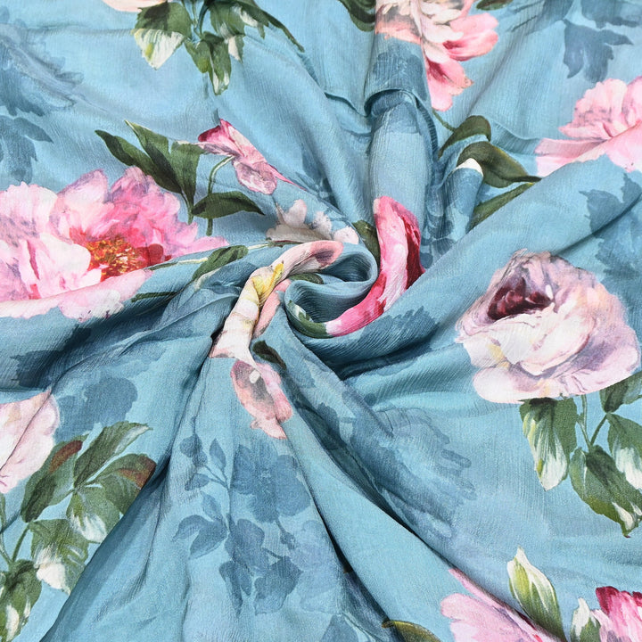 Elegant Chinnon Chiffon Digital Print Fabric | Designer Printed Chiffon Fabric-CRK884-H