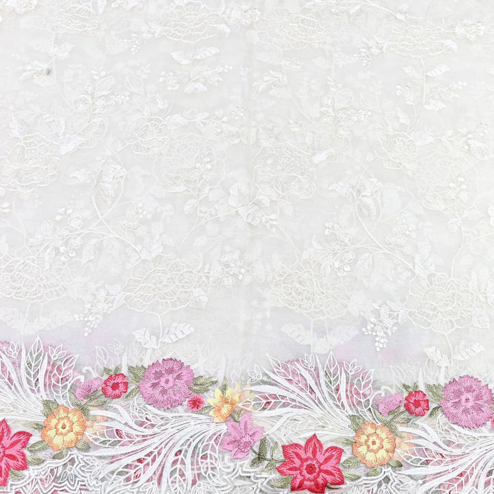 Off White Silk Organza Cutwork Embroidery Fabric-MS0130-2