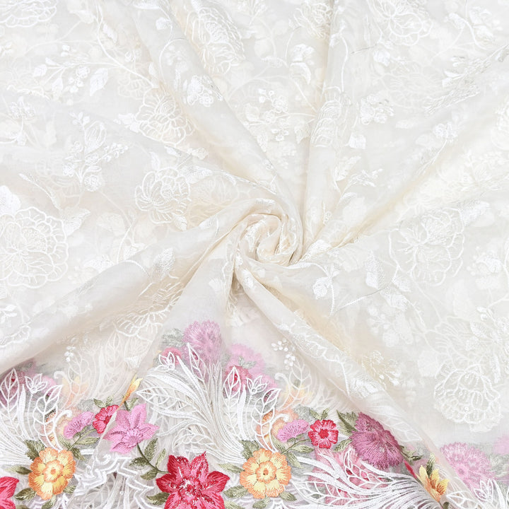 Off White Silk Organza Cutwork Embroidery Fabric-MS0130-2