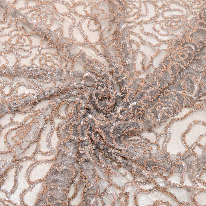 Premium Imported Net Embroidery Fabric | Designer Net Embroidered Fabric-CF4872-3