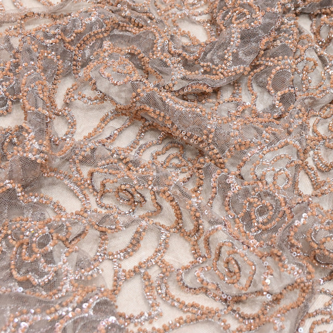 Premium Imported Net Embroidery Fabric | Designer Net Embroidered Fabric-CF4872-3