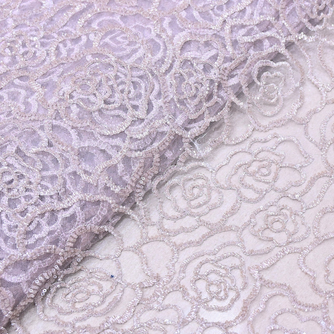 Premium Imported Net Embroidery Fabric | Designer Net Embroidered Fabric-CF4872- 2