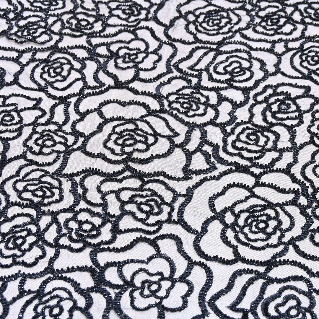 Premium Imported Net Embroidery Fabric | Designer Net Embroidered Fabric-CF4872-1