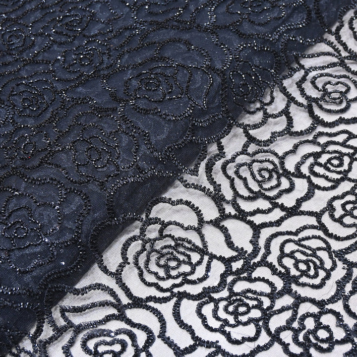 Premium Imported Net Embroidery Fabric | Designer Net Embroidered Fabric-CF4872-1