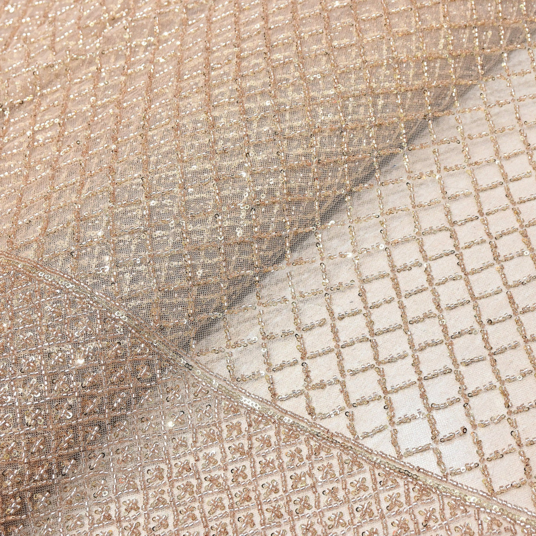 Premium Imported Net Embroidery Fabric | Designer Net Embroidered Fabric-CF4778-H