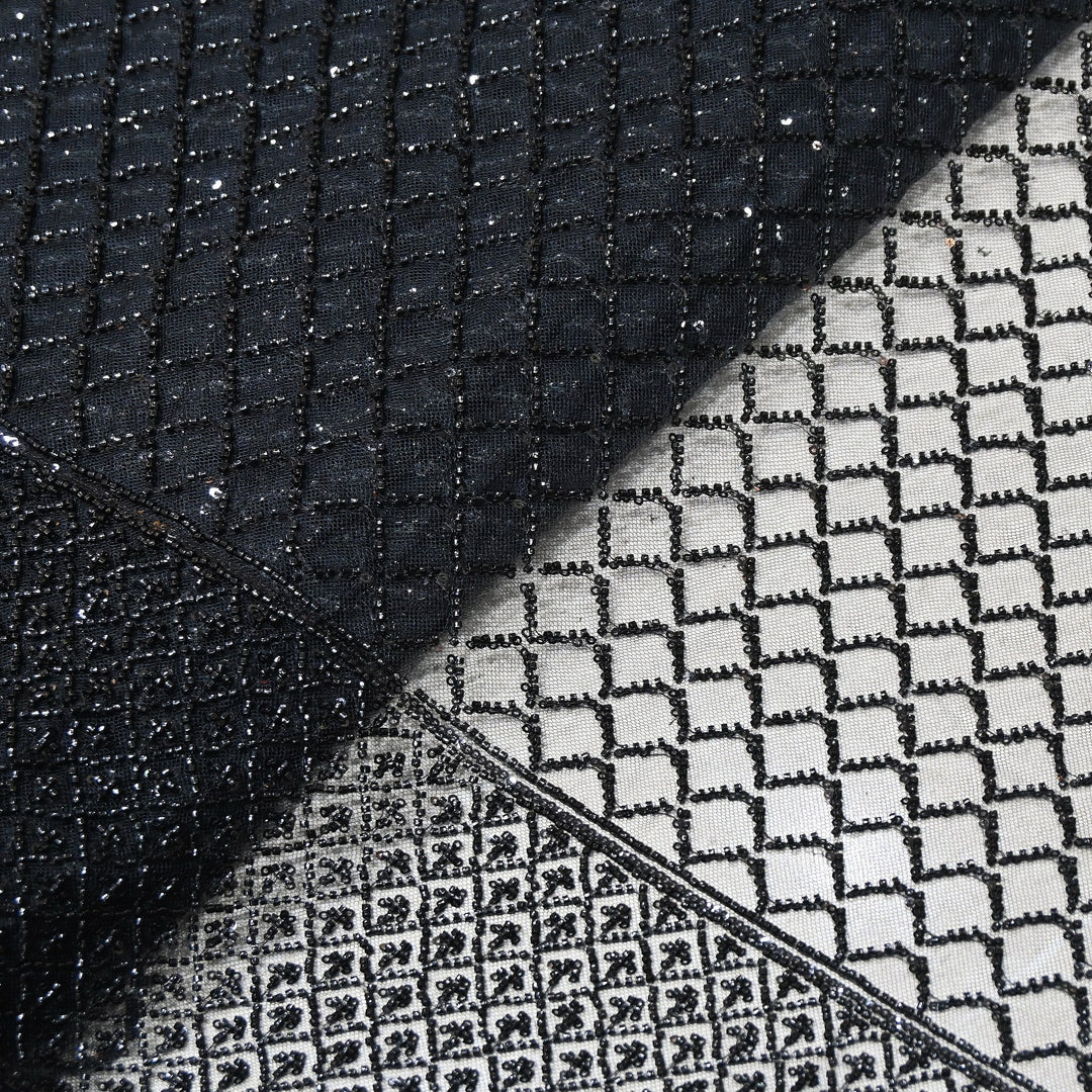 Premium Imported Net Embroidery Fabric | Designer Net Embroidered Fabric-CF4778-G