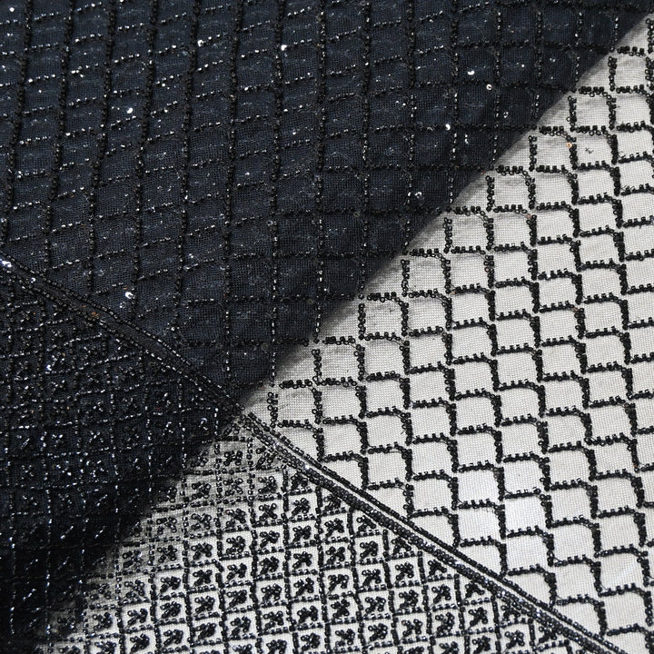 Premium Imported Net Embroidery Fabric | Designer Net Embroidered Fabric-CF4778-G