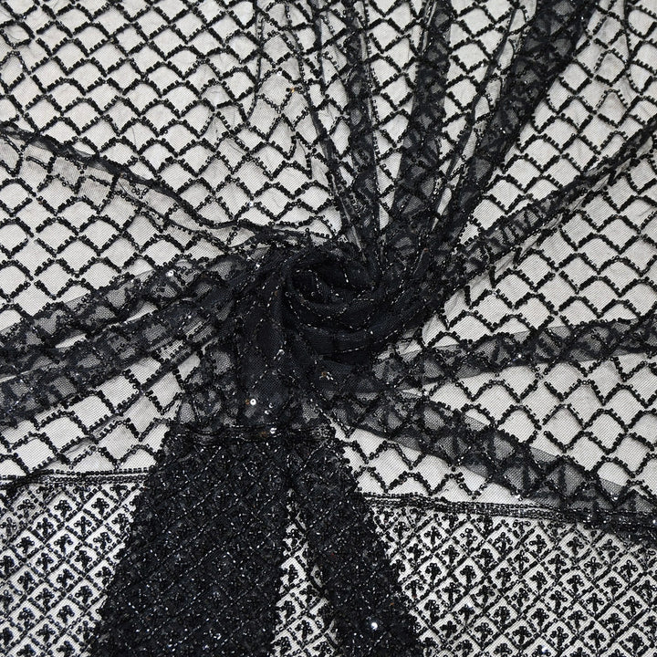 Premium Imported Net Embroidery Fabric | Designer Net Embroidered Fabric-CF4778-G