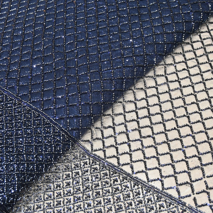 Premium Imported Net Embroidery Fabric | Designer Net Embroidered Fabric-CF4778-E