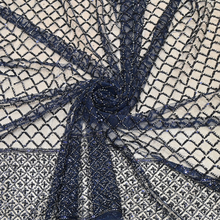 Premium Imported Net Embroidery Fabric | Designer Net Embroidered Fabric-CF4778-E