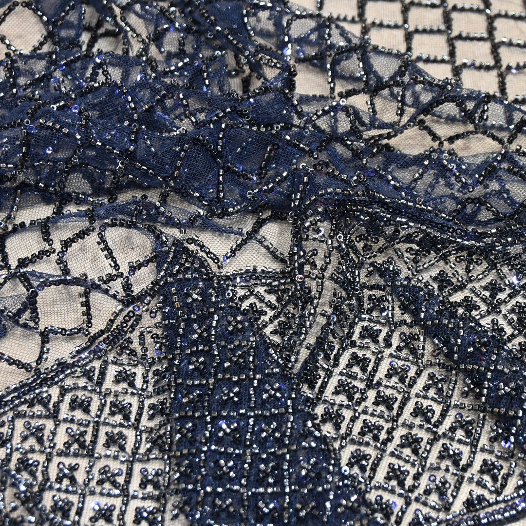 Premium Imported Net Embroidery Fabric | Designer Net Embroidered Fabric-CF4778-E