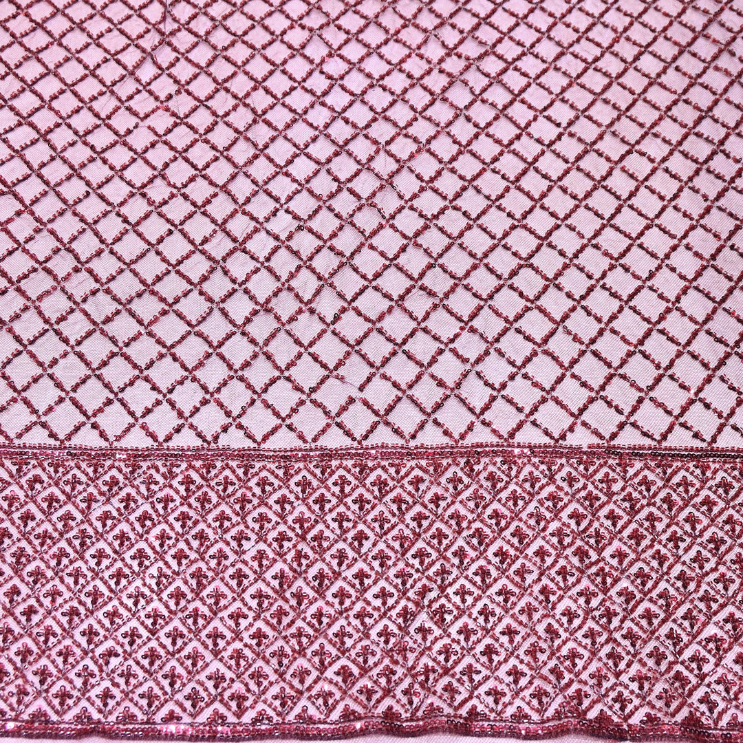 Premium Imported Net Embroidery Fabric | Designer Net Embroidered Fabric-CF4778-D