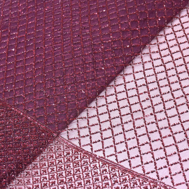 Premium Imported Net Embroidery Fabric | Designer Net Embroidered Fabric-CF4778-D
