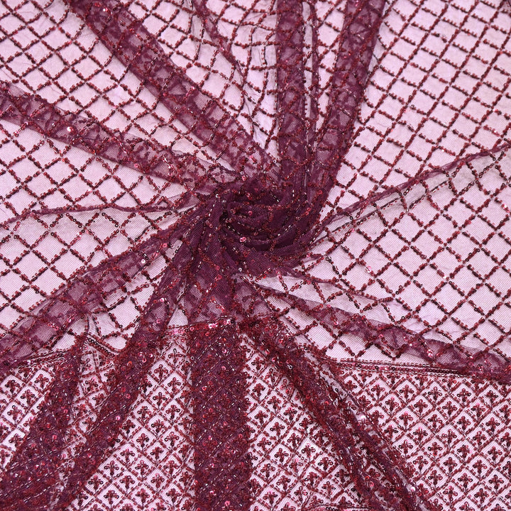 Premium Imported Net Embroidery Fabric | Designer Net Embroidered Fabric-CF4778-D