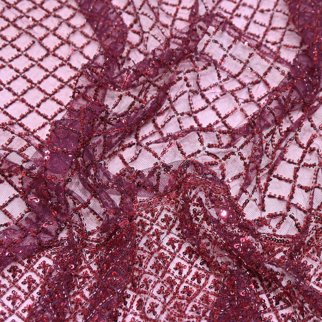 Premium Imported Net Embroidery Fabric | Designer Net Embroidered Fabric-CF4778-D