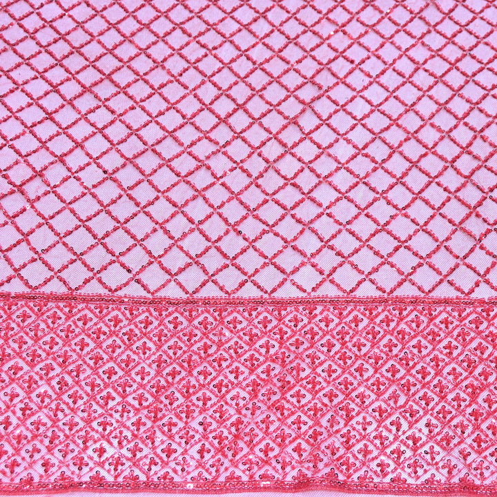 Premium Imported Net Embroidery Fabric | Designer Net Embroidered Fabric-CF4778-C