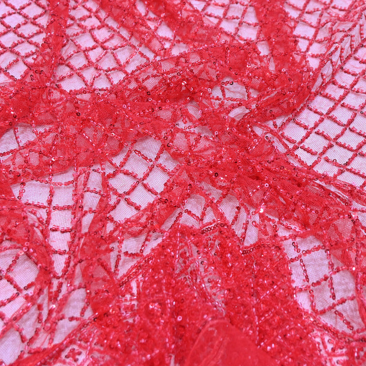 Premium Imported Net Embroidery Fabric | Designer Net Embroidered Fabric-CF4778-C