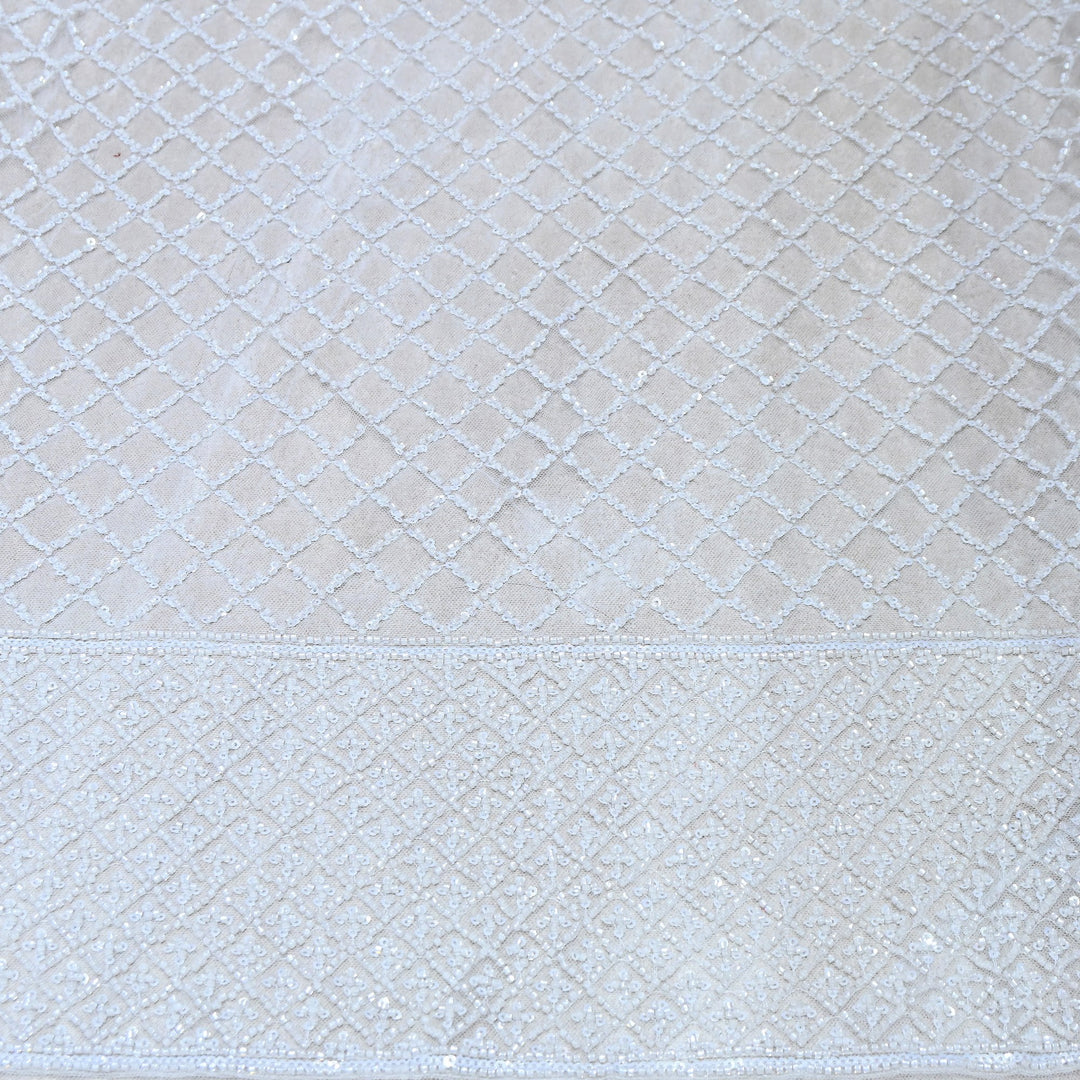 Premium Imported Net Embroidery Fabric | Designer Net Embroidered Fabric-CF4778-B