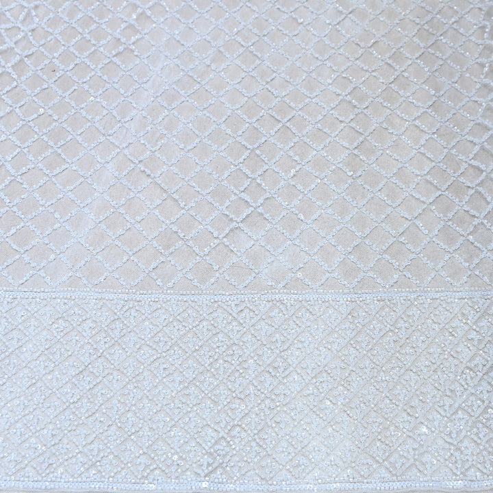 Premium Imported Net Embroidery Fabric | Designer Net Embroidered Fabric-CF4778-B