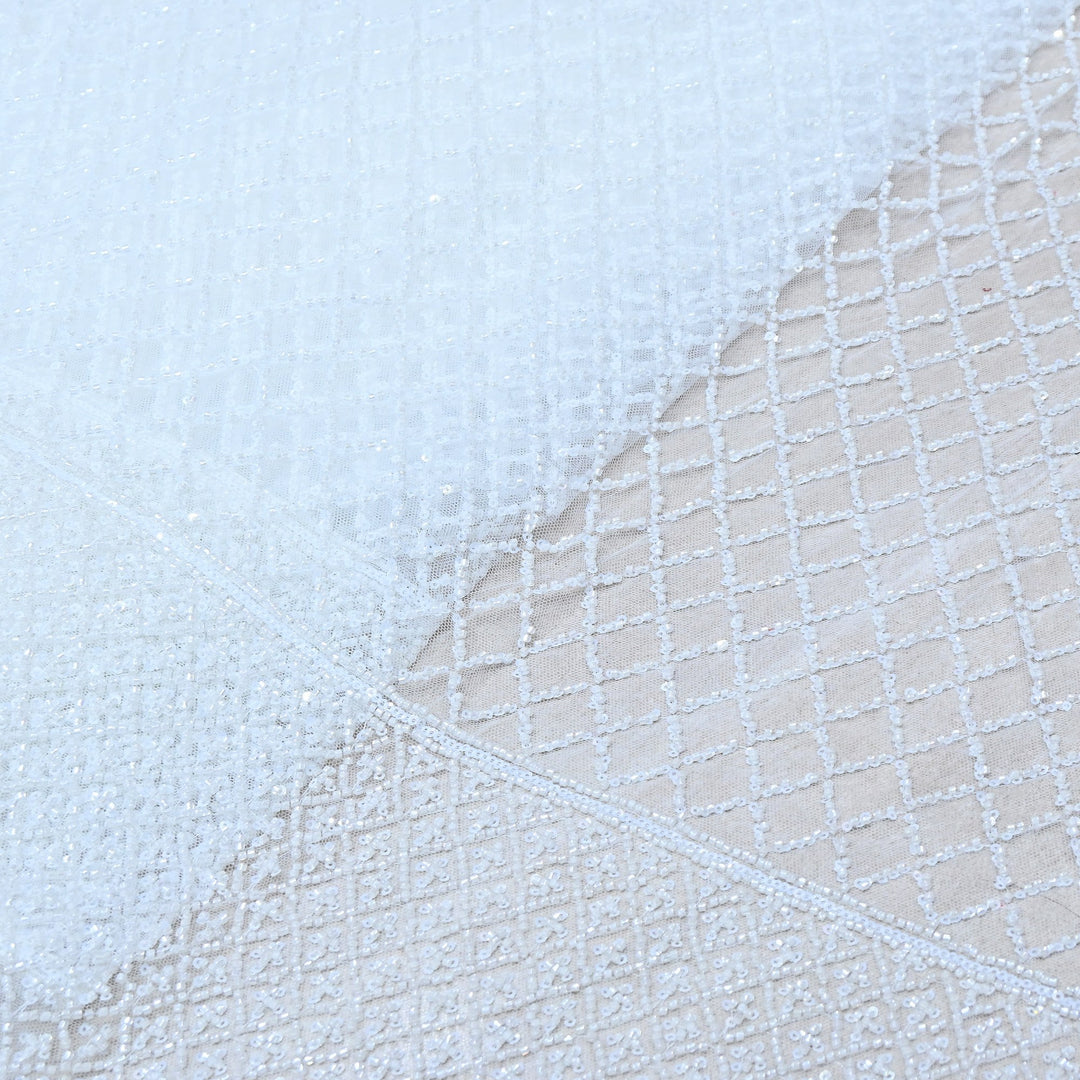 Premium Imported Net Embroidery Fabric | Designer Net Embroidered Fabric-CF4778-B