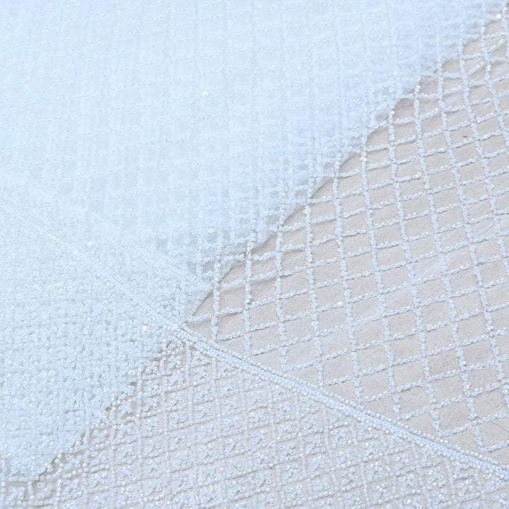 Premium Imported Net Embroidery Fabric | Designer Net Embroidered Fabric-CF4778-B