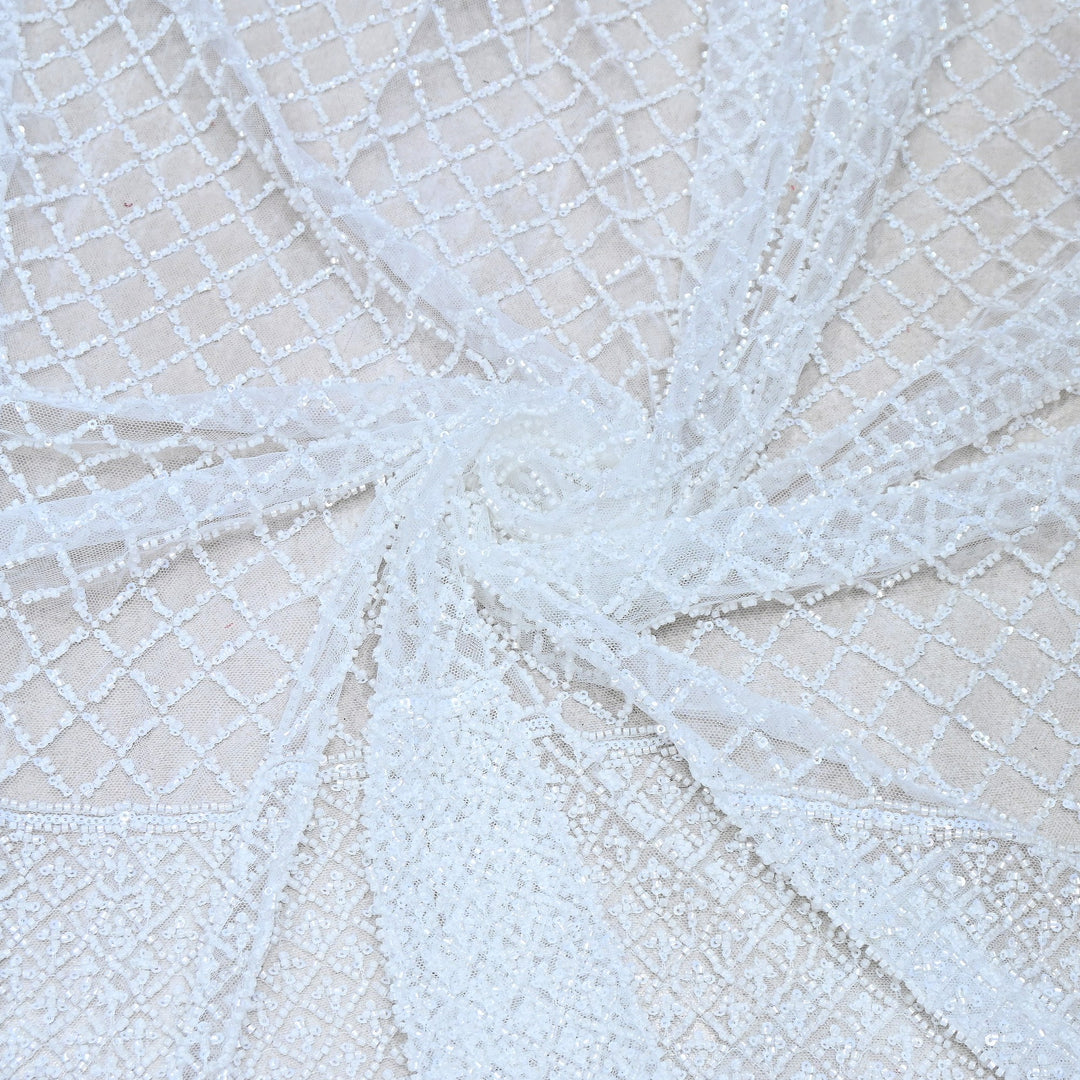 Premium Imported Net Embroidery Fabric | Designer Net Embroidered Fabric-CF4778-B