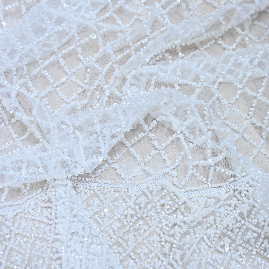 Premium Imported Net Embroidery Fabric | Designer Net Embroidered Fabric-CF4778-B