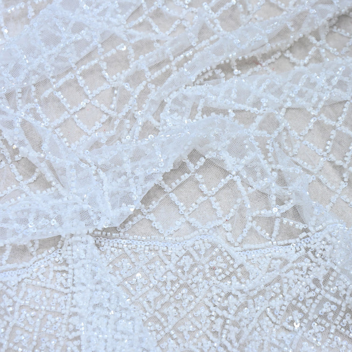 Premium Imported Net Embroidery Fabric | Designer Net Embroidered Fabric-CF4778-B