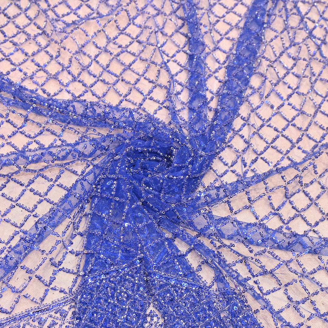 Premium Imported Net Embroidery Fabric | Designer Net Embroidered Fabric-CF4778-A