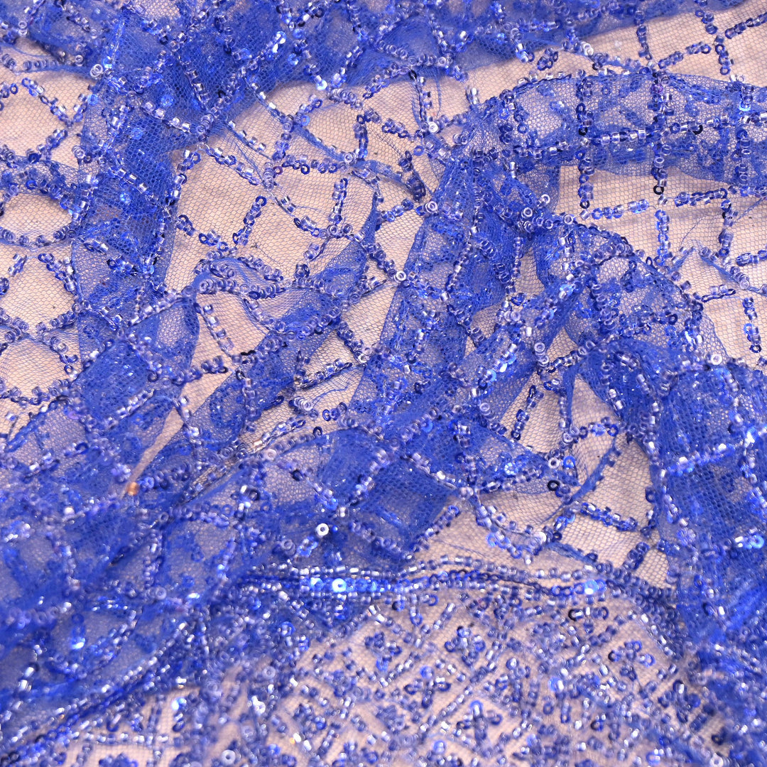 Premium Imported Net Embroidery Fabric | Designer Net Embroidered Fabric-CF4778-A
