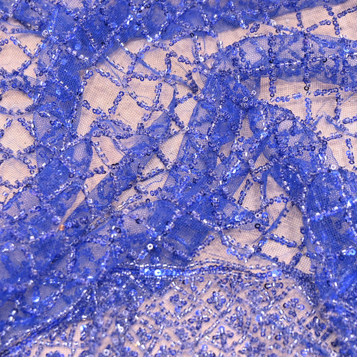 Premium Imported Net Embroidery Fabric | Designer Net Embroidered Fabric-CF4778-A