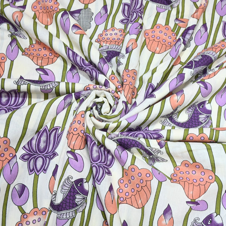 Premium Cotton Printed Fabric – Soft Breathable Designer Cotton Fabric - 000350-16