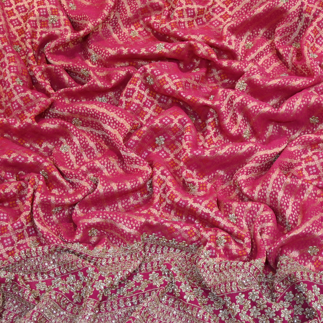 Viscose Georgette Bandhni Printed Embroidery Fabric