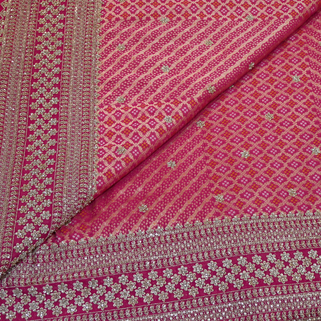 Viscose Georgette Bandhni Printed Embroidery Fabric