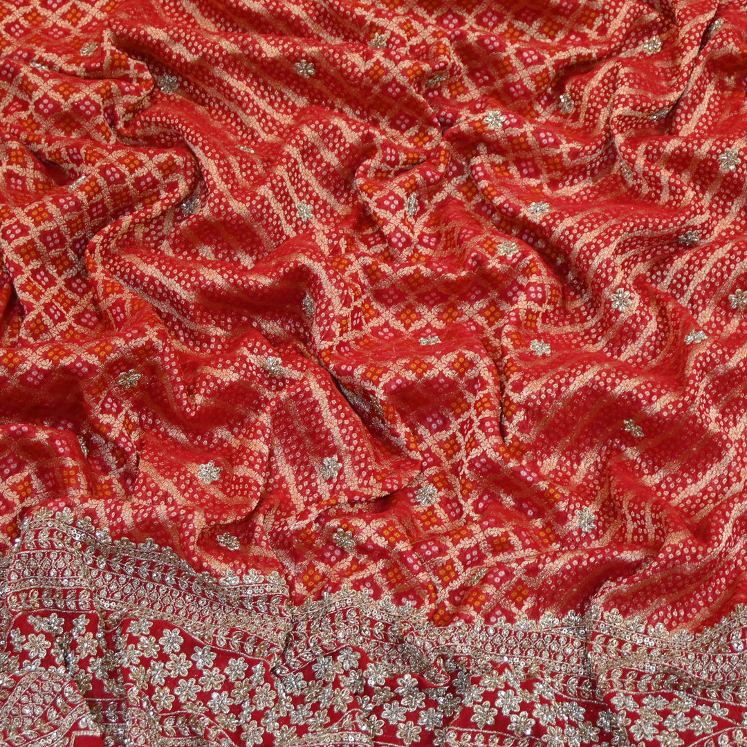 Viscose Georgette Bandhni Printed Embroidery Fabric