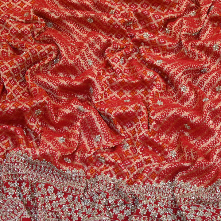 Viscose Georgette Bandhni Printed Embroidery Fabric