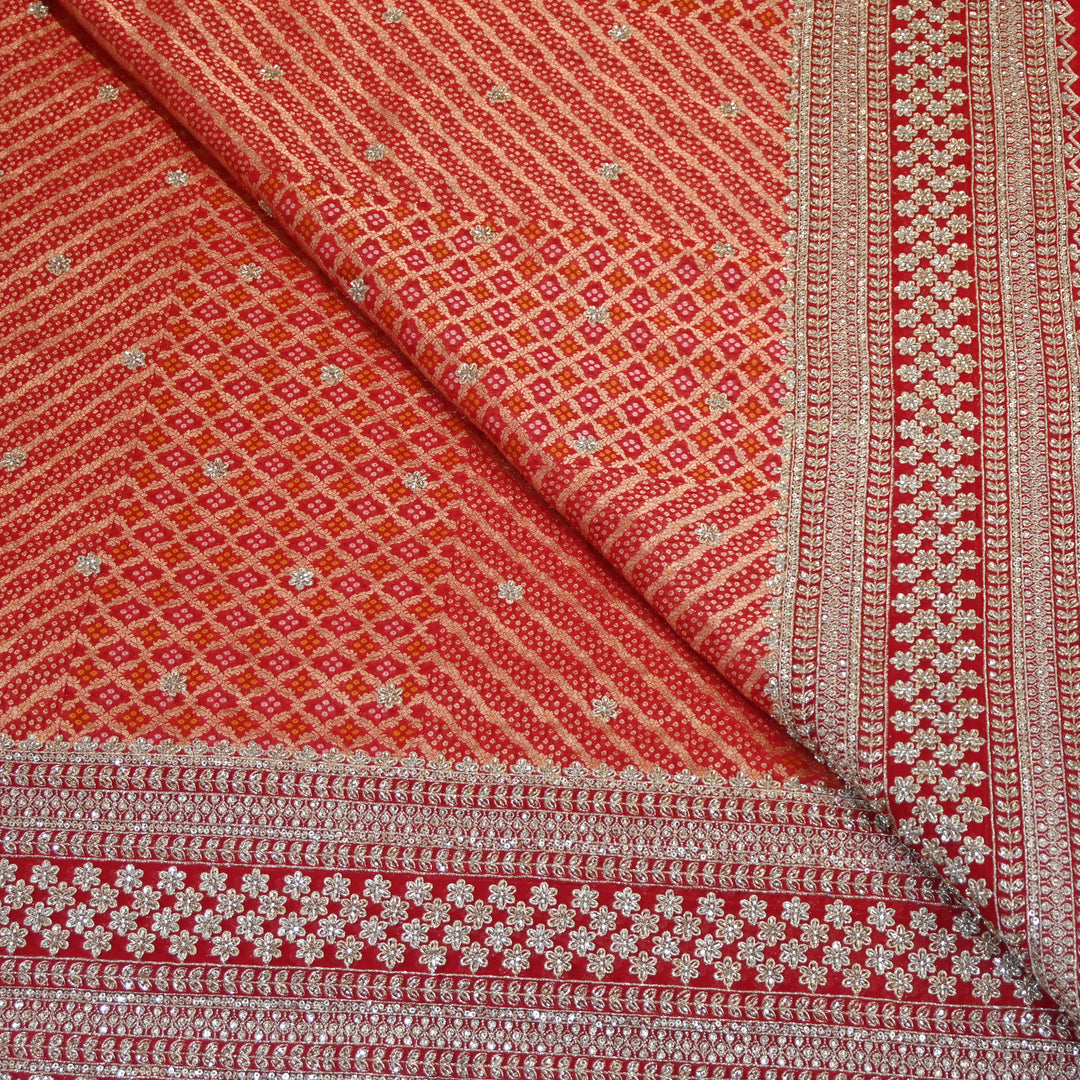 Viscose Georgette Bandhni Printed Embroidery Fabric