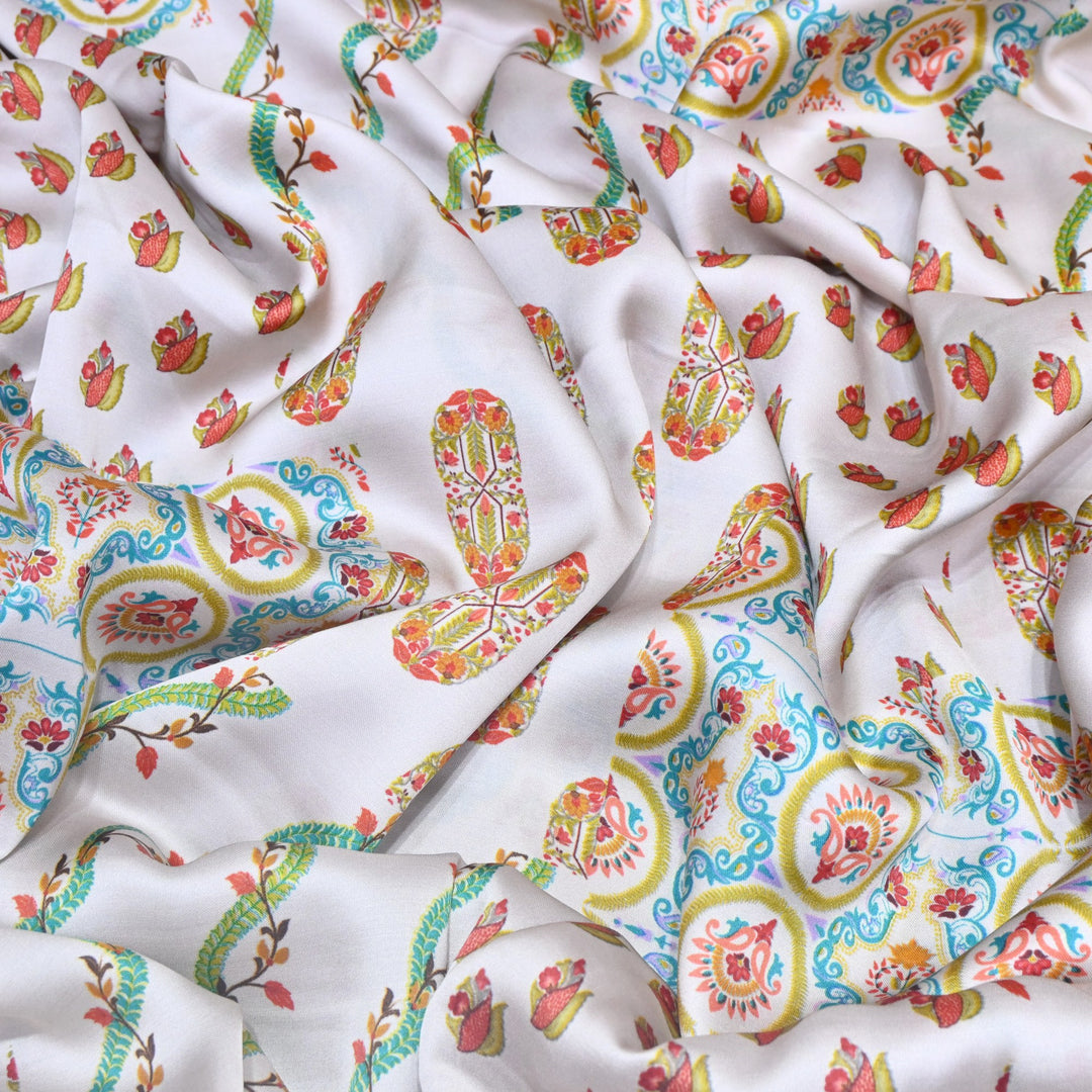 Modal Satin Digital Print Fabric  – Soft Luxury Printed Satin Fabric-001416-4