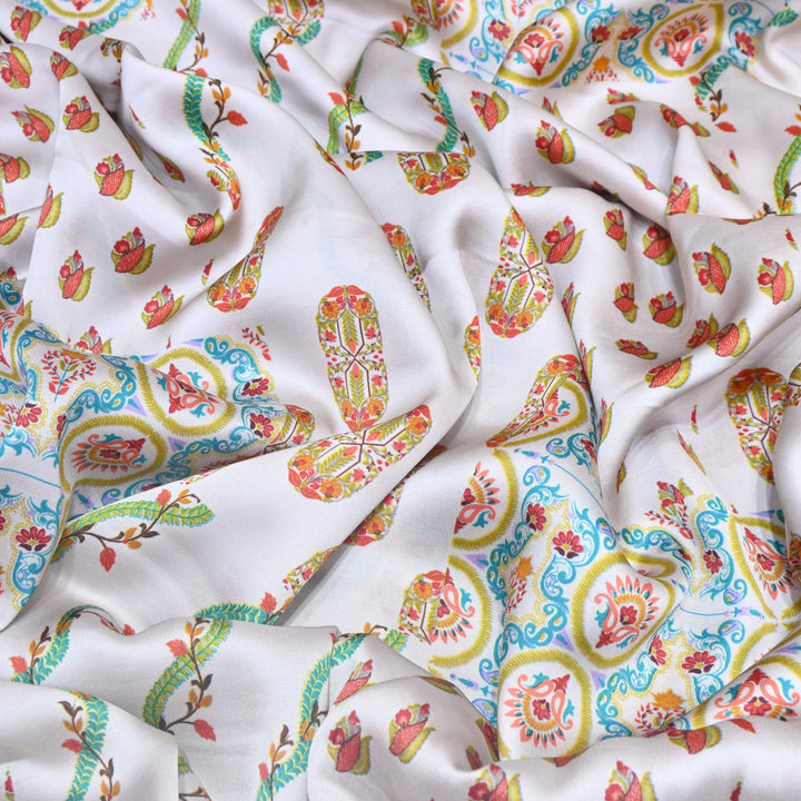 Modal Satin Digital Print Fabric  – Soft Luxury Printed Satin Fabric-001416-4
