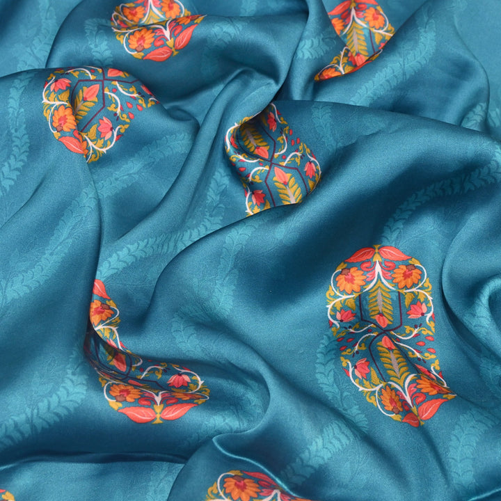 Modal Satin Digital Print Fabric  – Soft Luxury Printed Satin Fabric-001416-5
